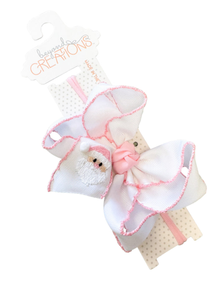 Santa Lrg Crochet Edge Headband Bow