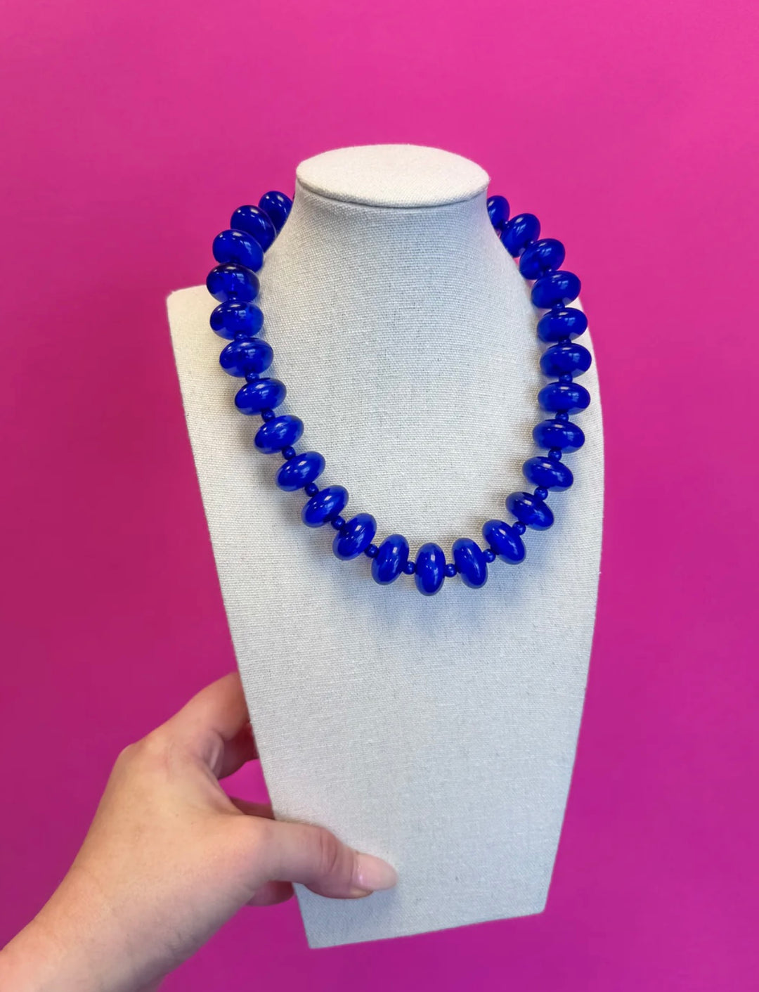 Royal Blue Circle Bauble Ball Necklace