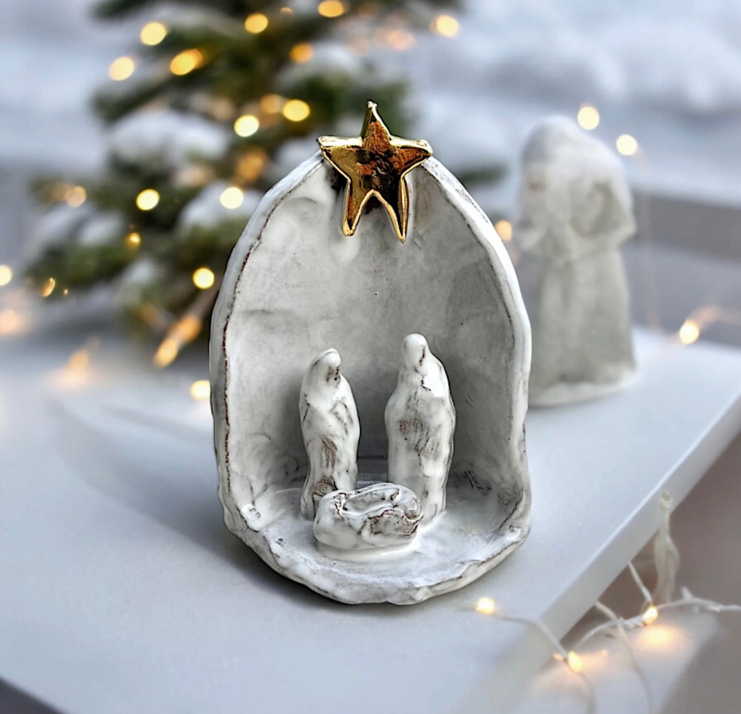 Antique Nativity w/ Gold Luster Star