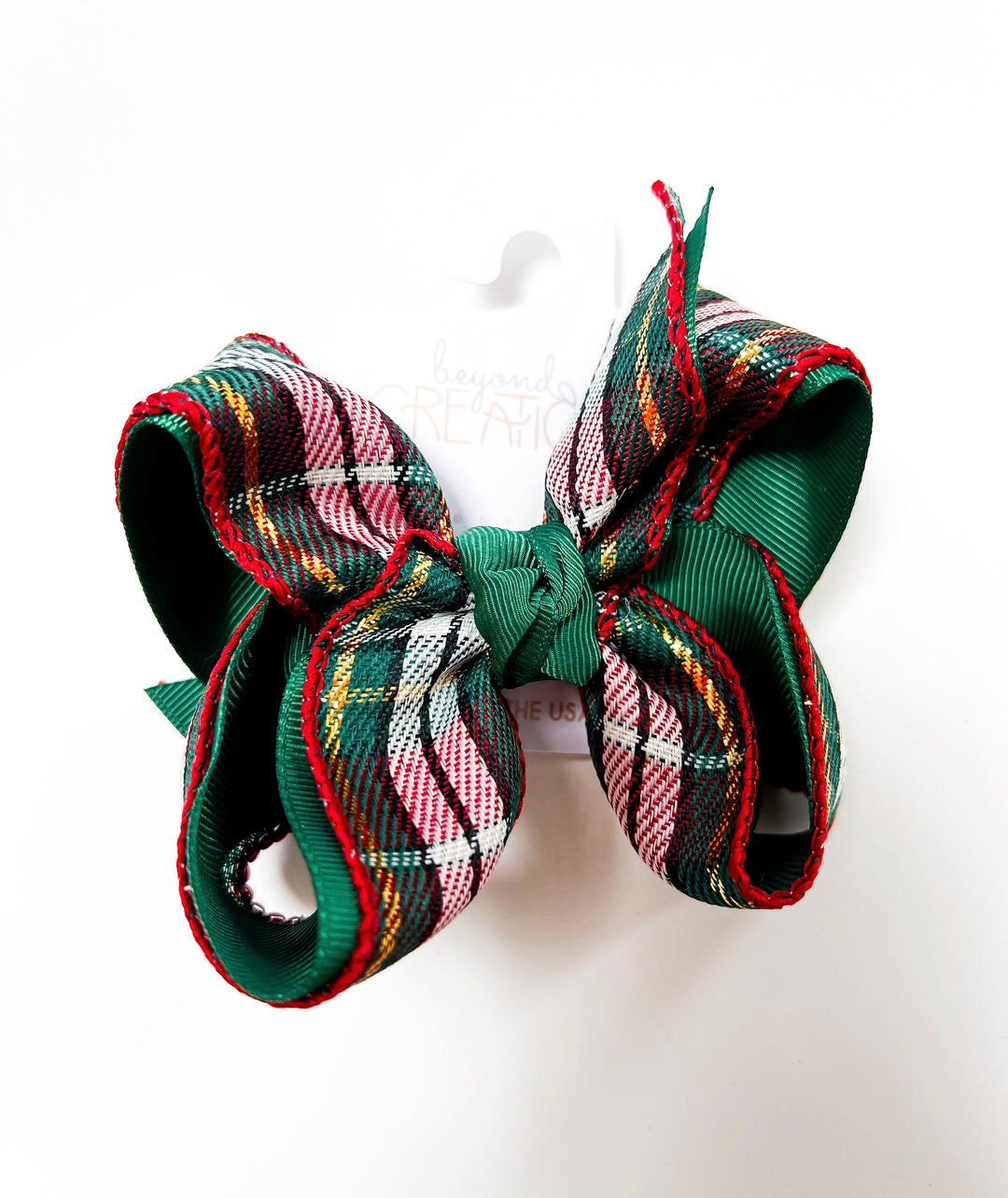 Green & Red Christmas Plaid Layered Lrg Bow