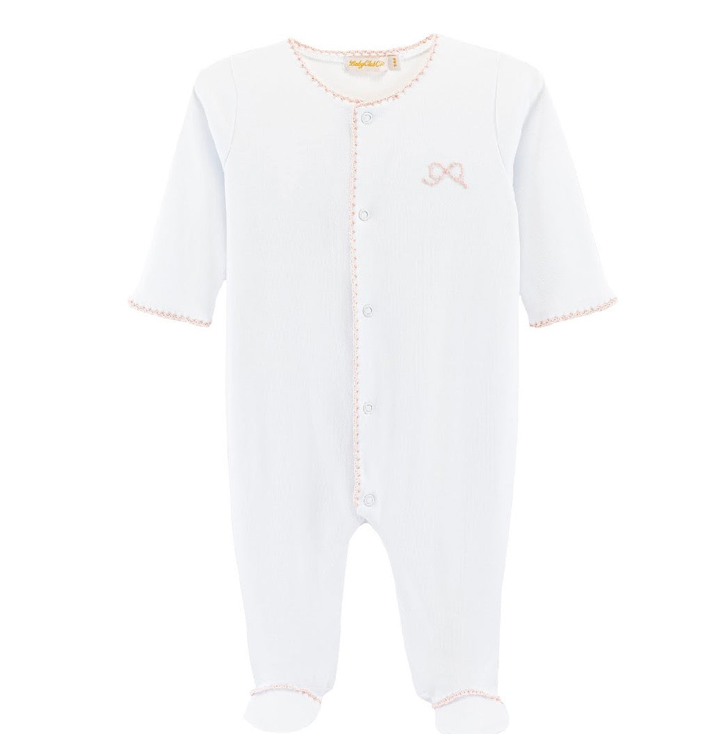 Pretty Bows Embroidered Pima Footie