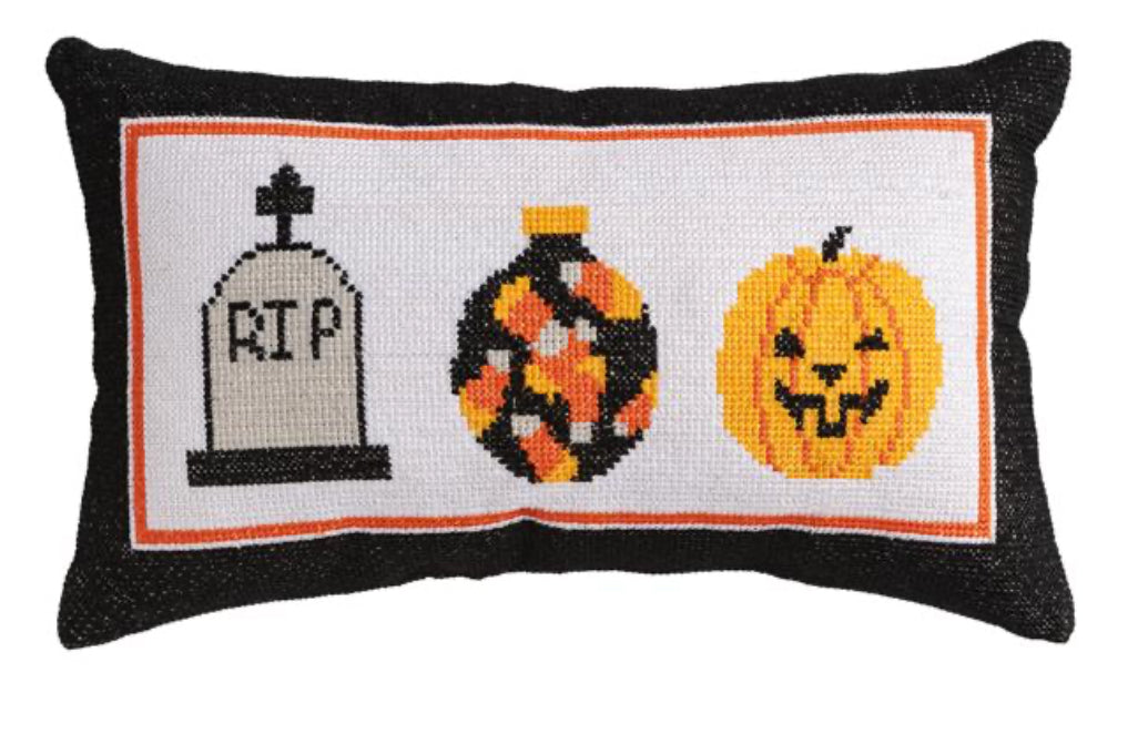 Three Halloween Embroidered Pillow