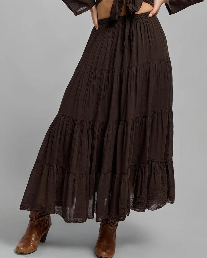 Chocolate Brown Tiered Skirt