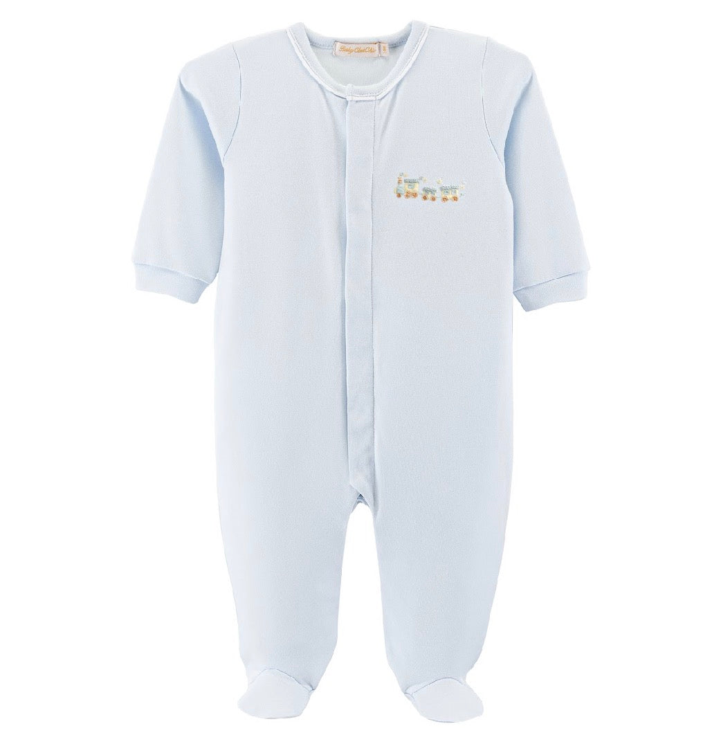 Little Train Embroidered Pima Footie