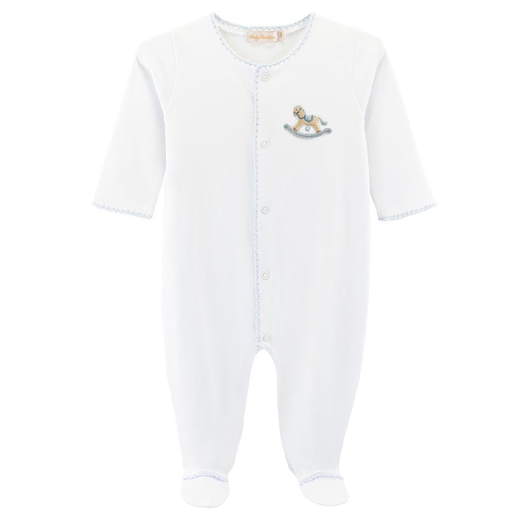 Cute Rocking Horse Embroidered Pima Footie