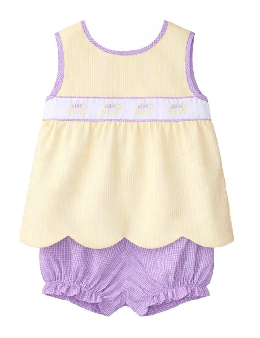 Yellow Tiger Stripe Elaine Scallop Bloomer Set