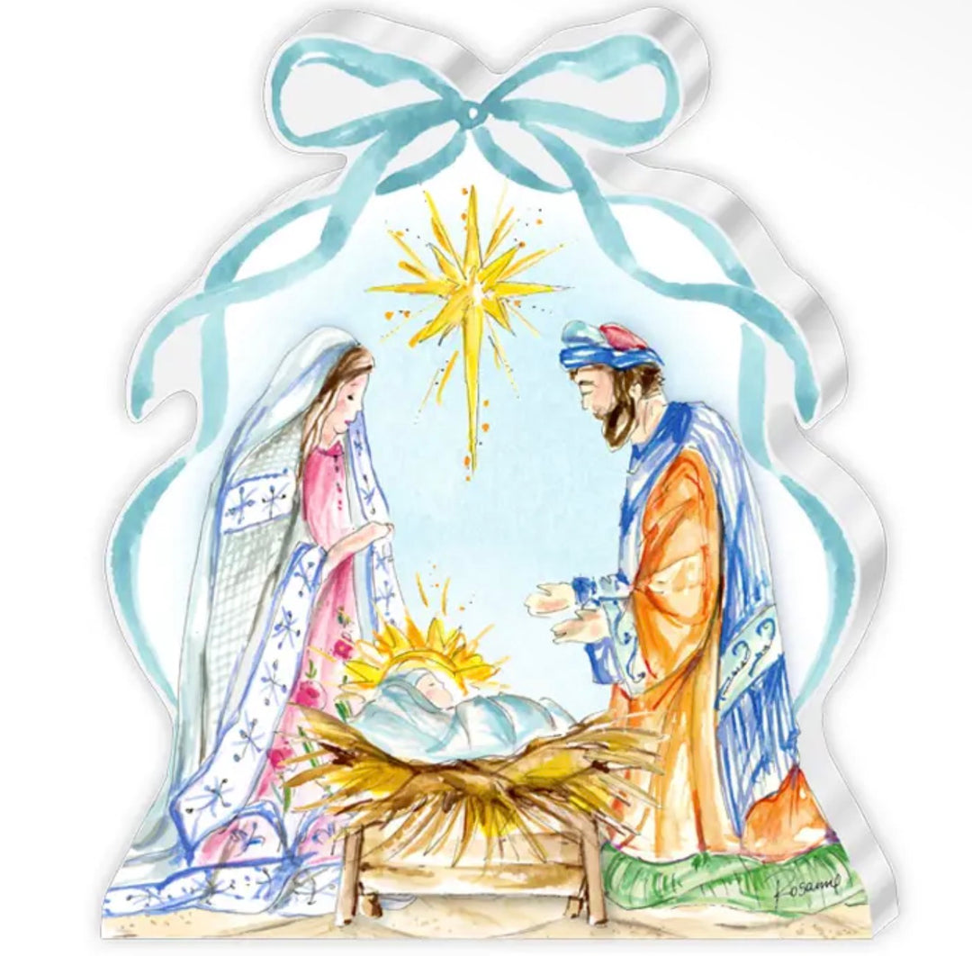 Holy Family Blue Bow Large Acrylic Art