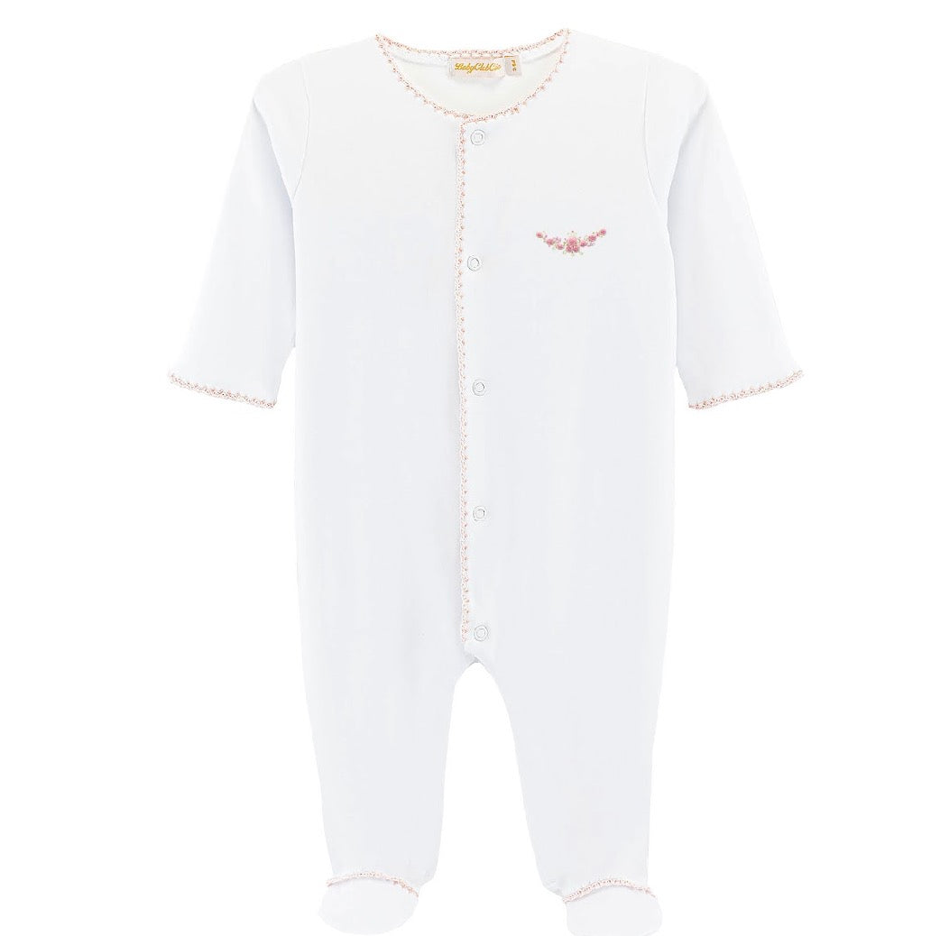 Blossom Moon Embroidered Pima Footie