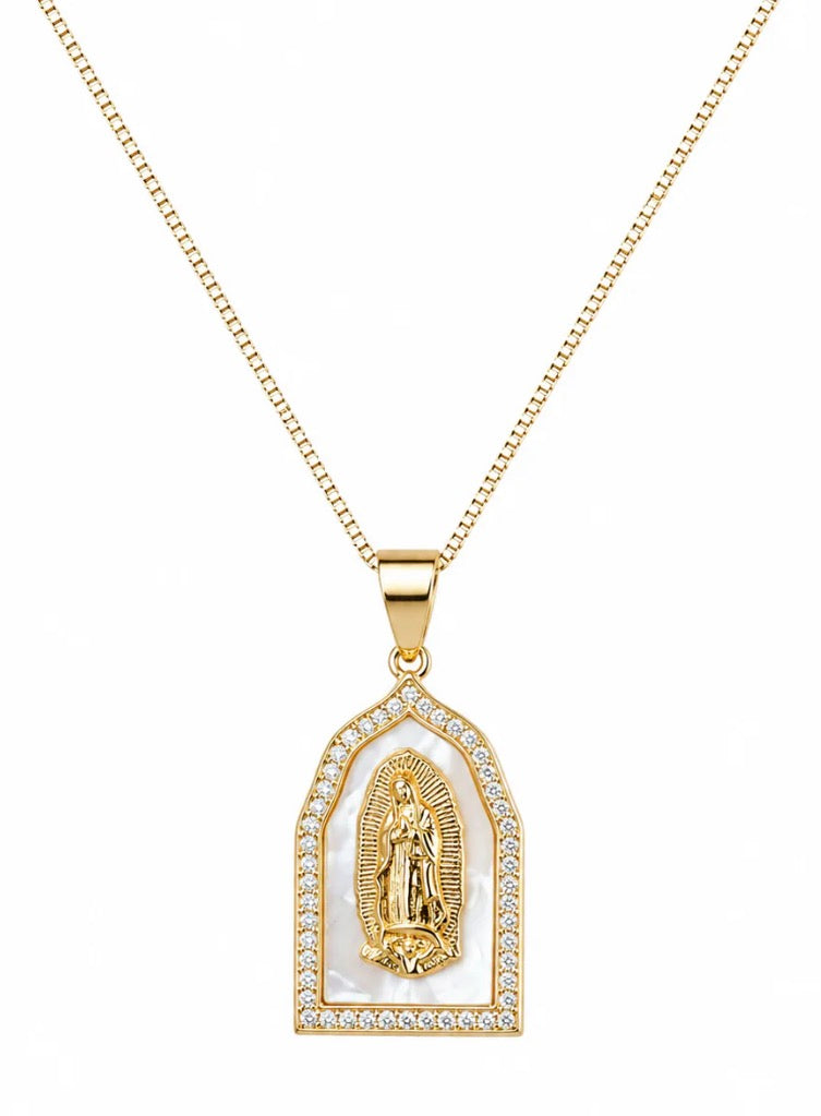 Mother of Pearl Guadalupe Necklace