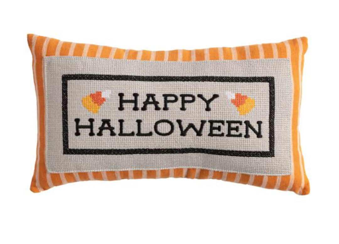 Happy Halloween Embroidered Pillow