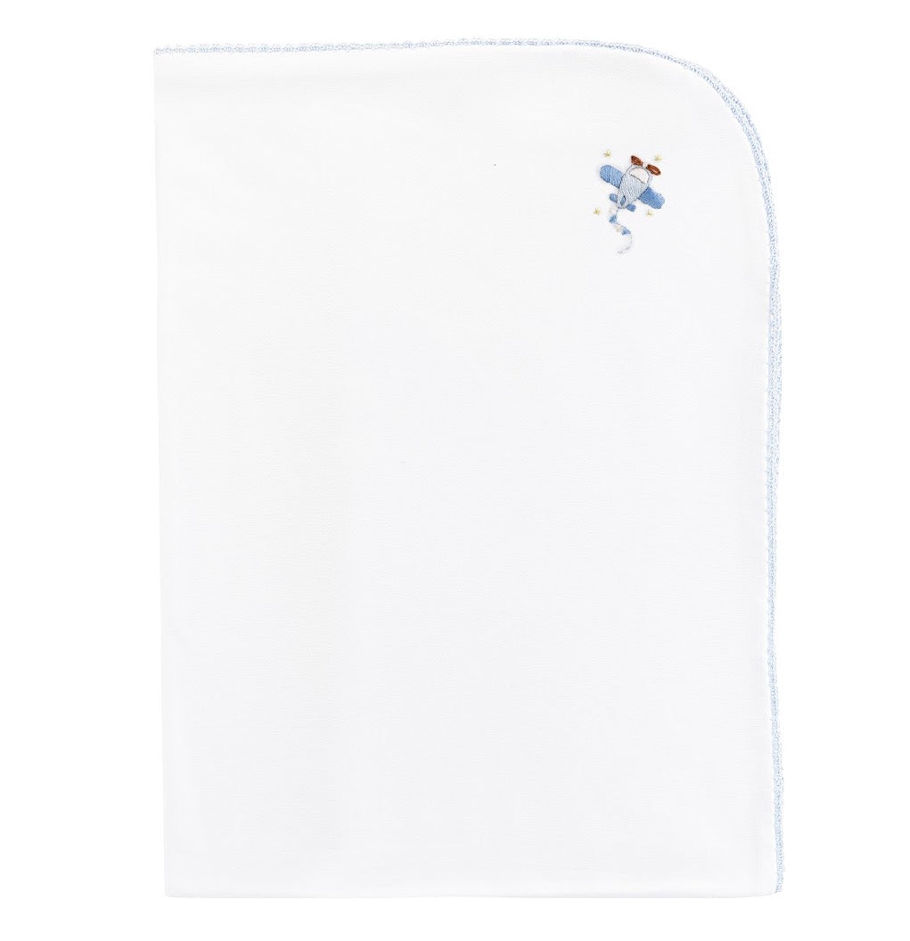Sky Adventure Embroidered Pima Receiving Blanket