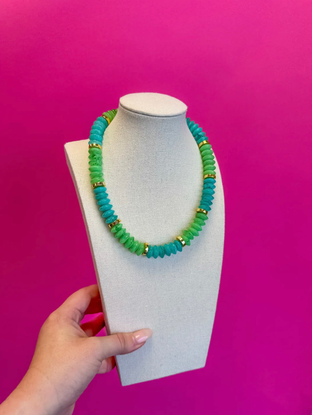 Green Colorful Chunky Necklace