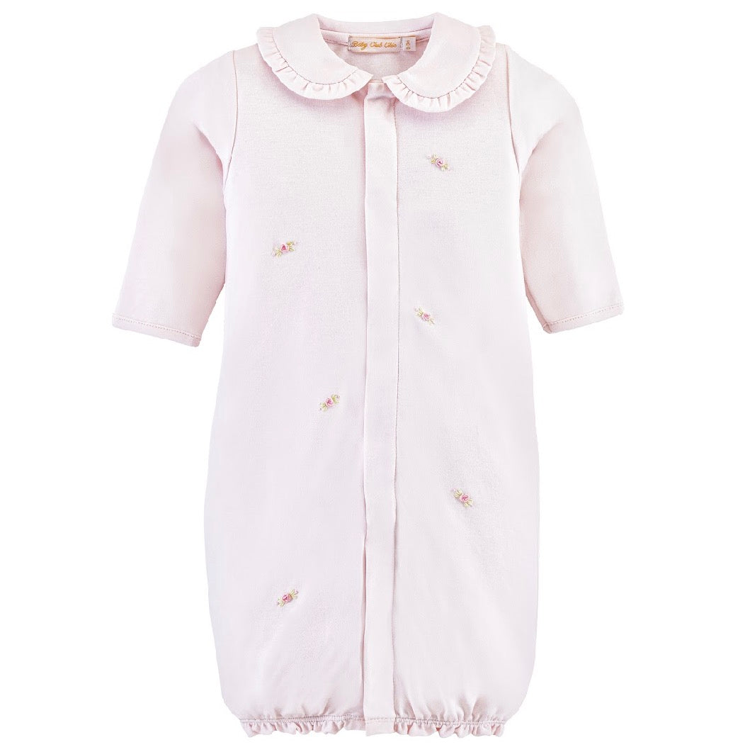 Sweet Roses All Over Embroidered Pima Conv. Gown