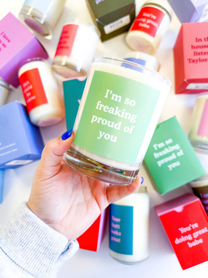 Proud of You Candle Rocks Glass