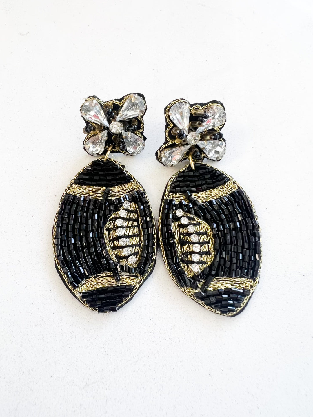 Black Football Earrings