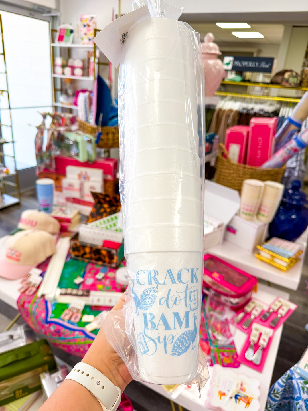Blue Crack Dot Bam Styrofoam Cup Set