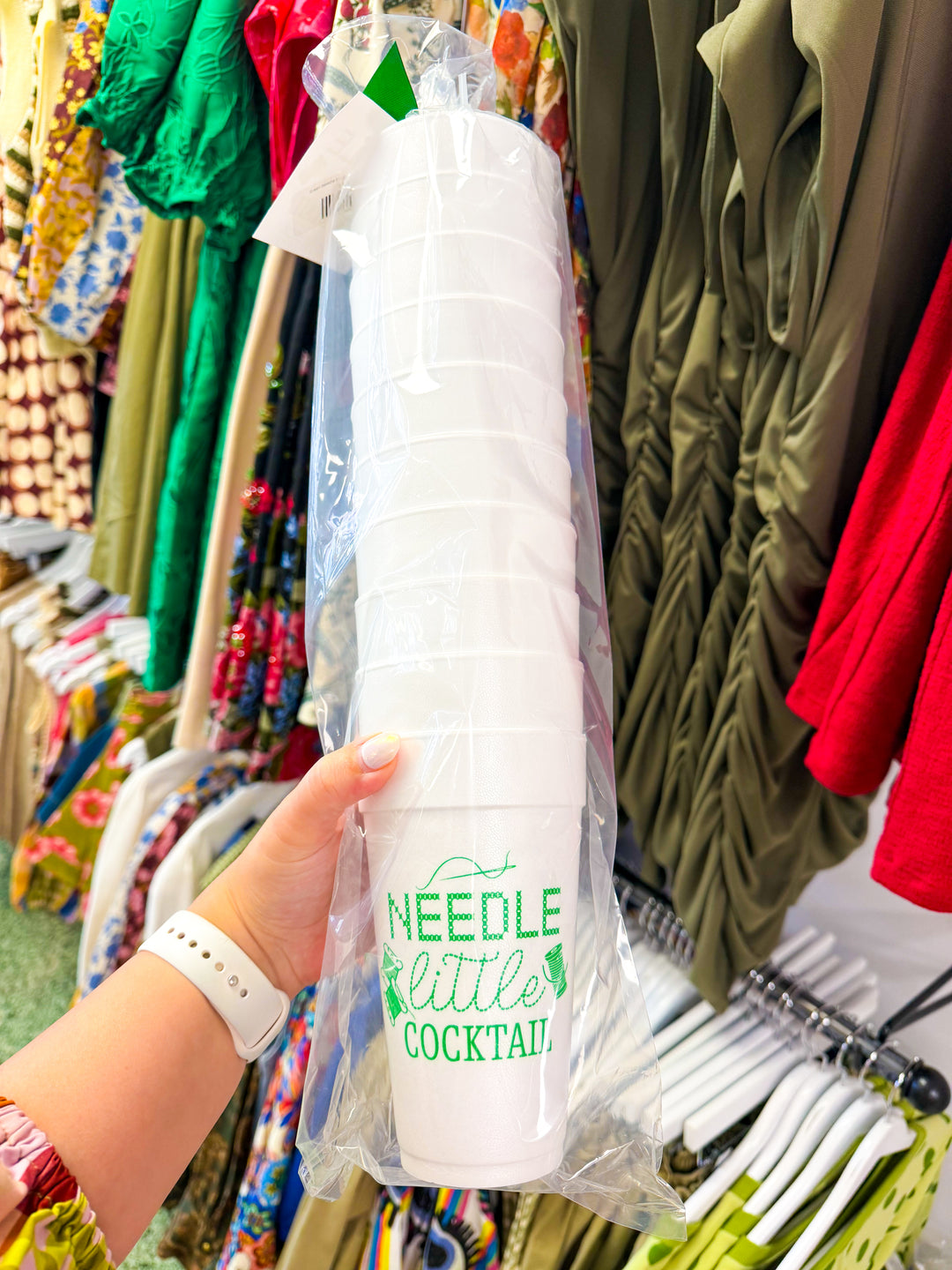 Green Needle Cocktail Styrofoam Cup Set