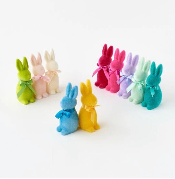 Pastel Flocked Button Nose Bunny