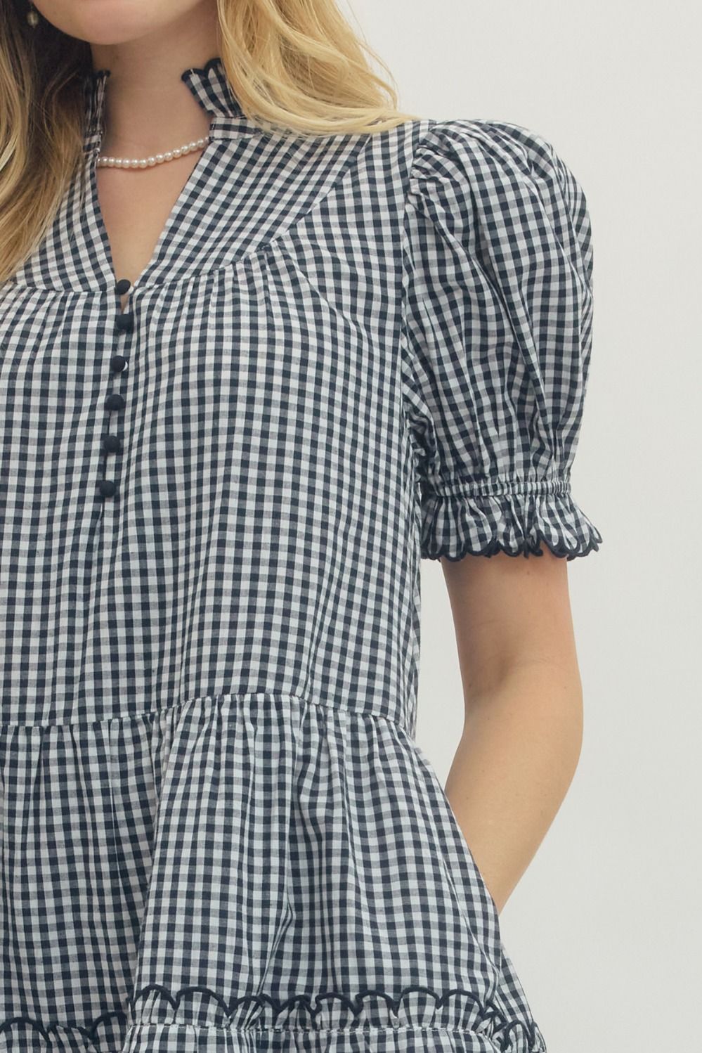 Navy Cottage Check Dress