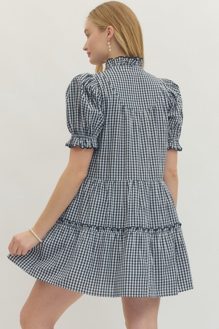 Navy Cottage Check Dress