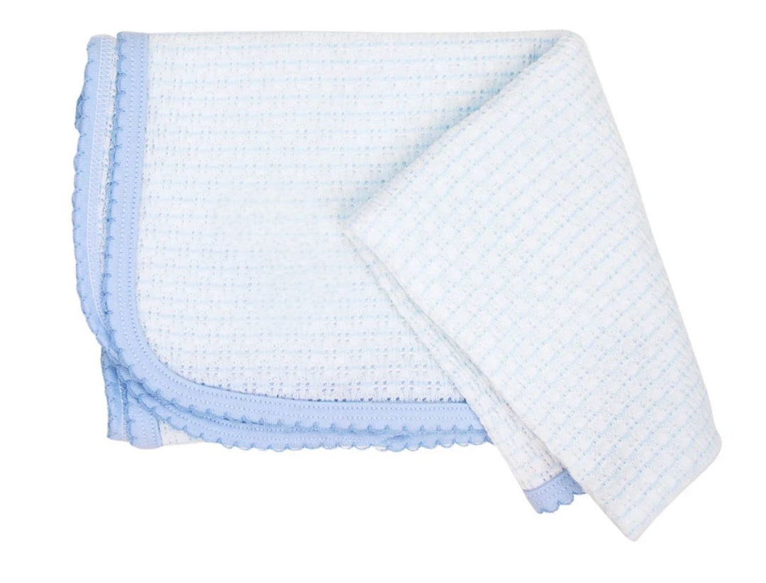 Blue Pinstripe Knit Swaddle Blanket