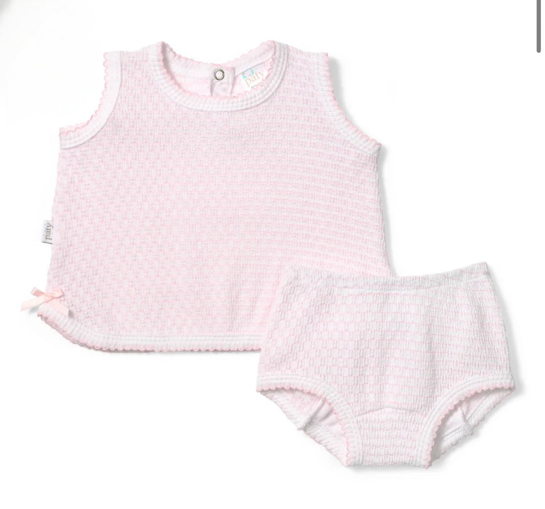 Pink w/ Pink Trim Knit Solid Diaper Set