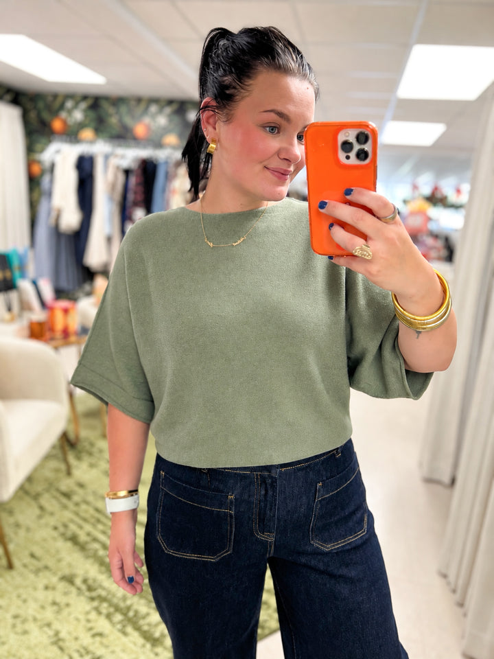 Army Green Sally Knit Sweater