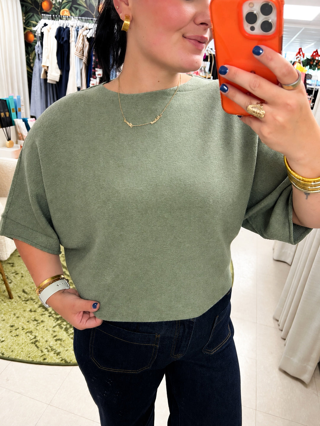 Army Green Sally Knit Sweater
