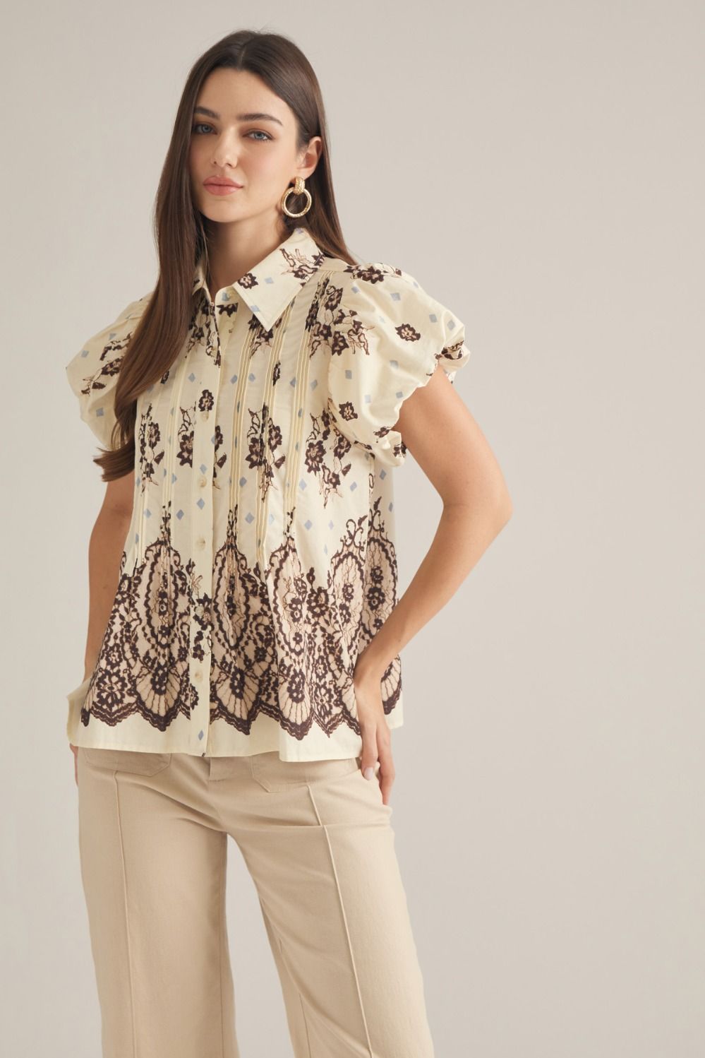 Dainty Vintage Lace Print Top