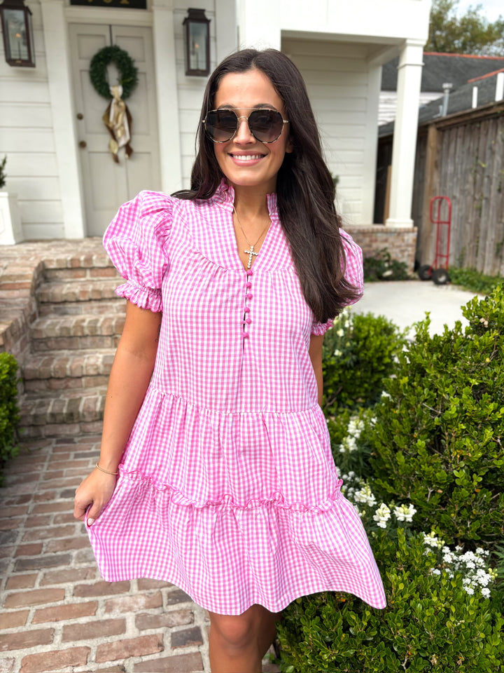 Pink Cottage Check Dress