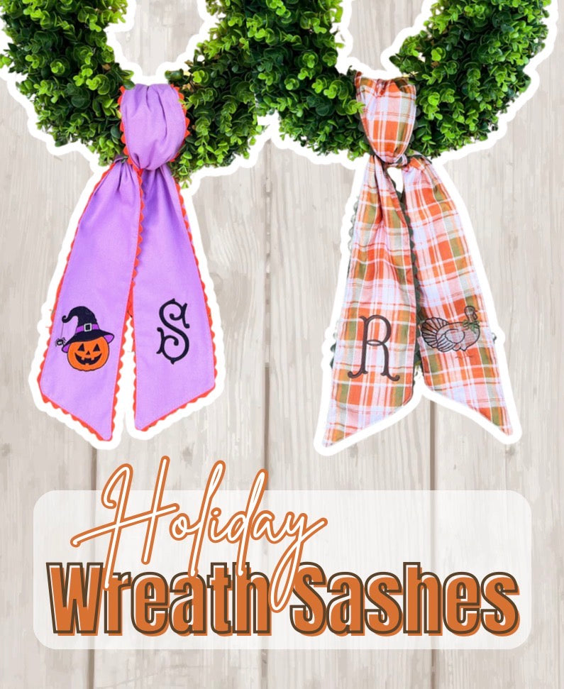 Lavender w/ Orange Ric Rac Wreath Sash