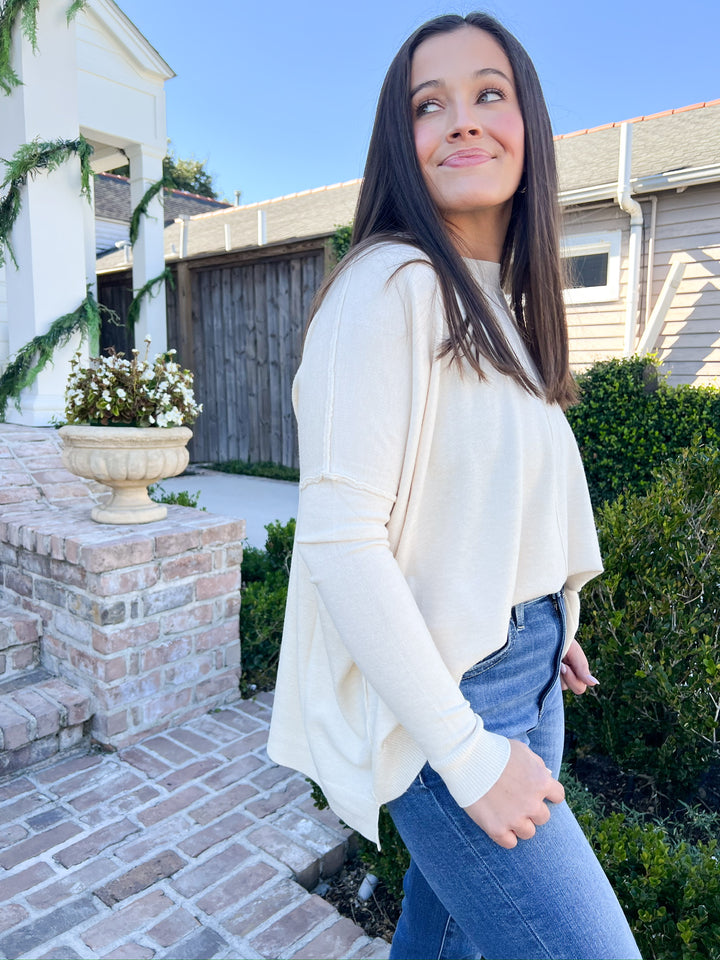 Cream Novelty Cashmere Crew Sweater
