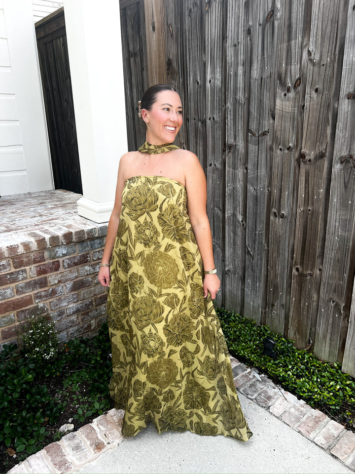 Olive Grove Bloom Maxi Dress