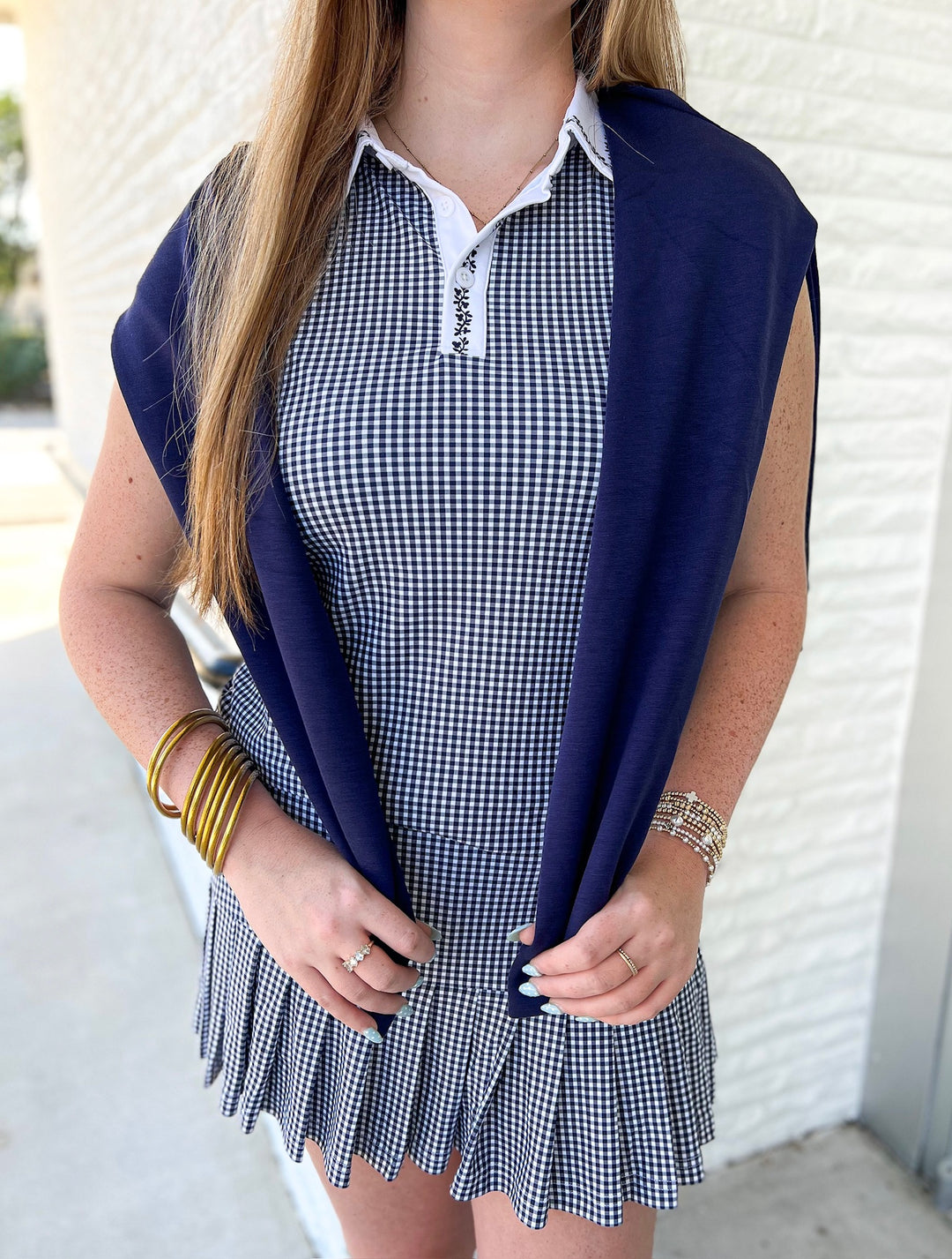 Navy Gingham Alice Polo