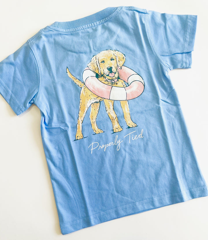 Girls Lifeguard Pup Light Blue Tee