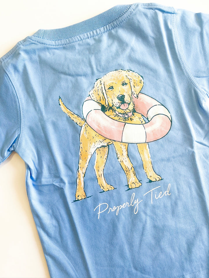 Girls Lifeguard Pup Light Blue Tee