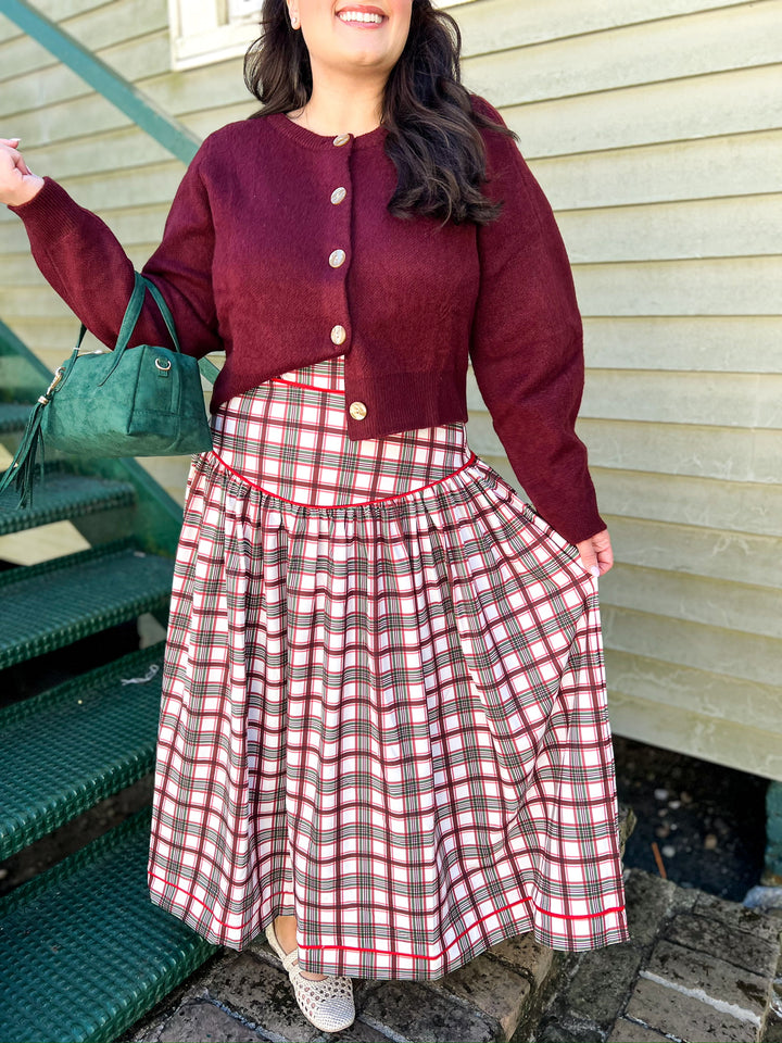 Cranberry Plaid Theodora Skirt
