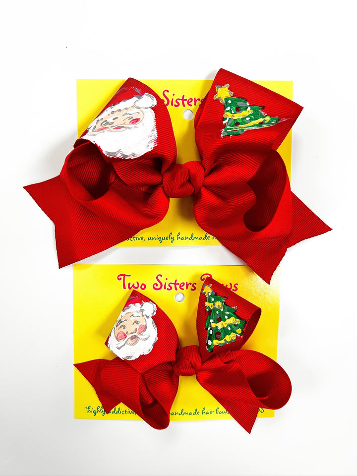 Santa Tree Handpainted Bow