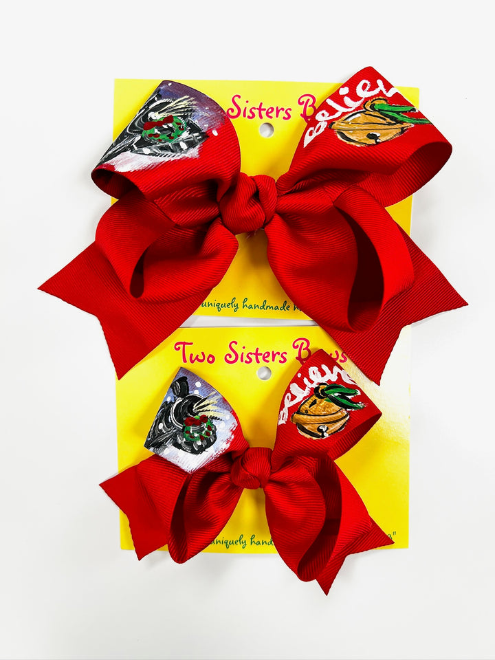 Polar Express Handpainted Bow