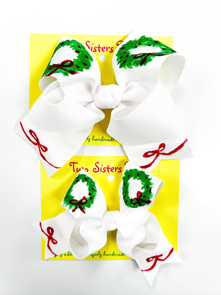 Double Wreaths Handpainted Bow