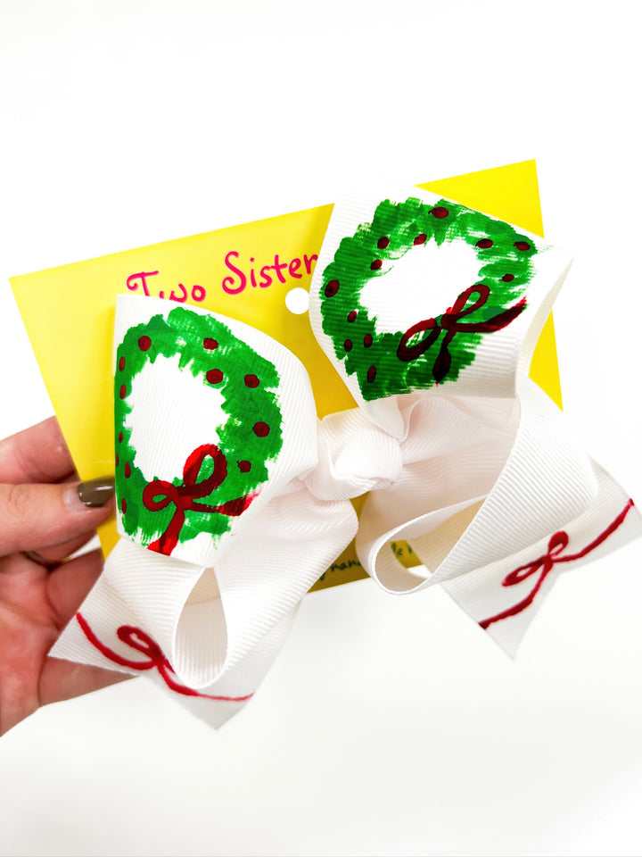 Double Wreaths Handpainted Bow