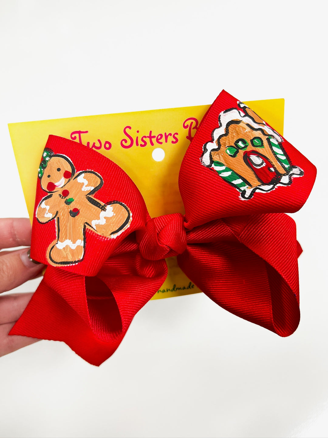 Gingerbread Cookie House Handpainted Bow