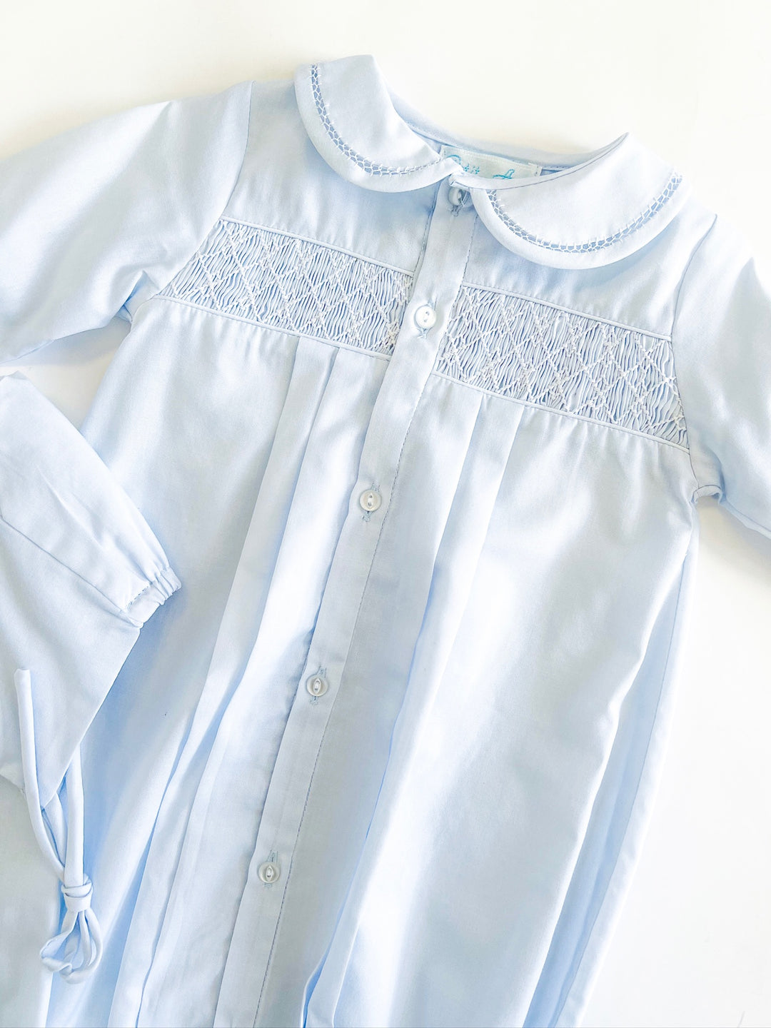 Blue Traditional Smocked Gown & Hat Set