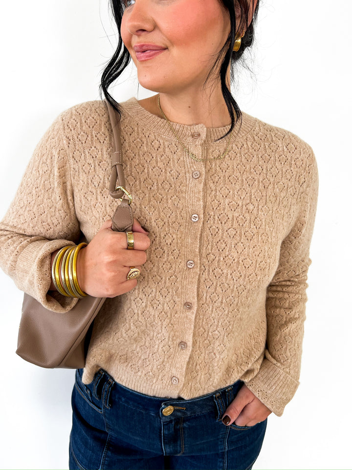 Taupe Medina Open Knit Cardigan