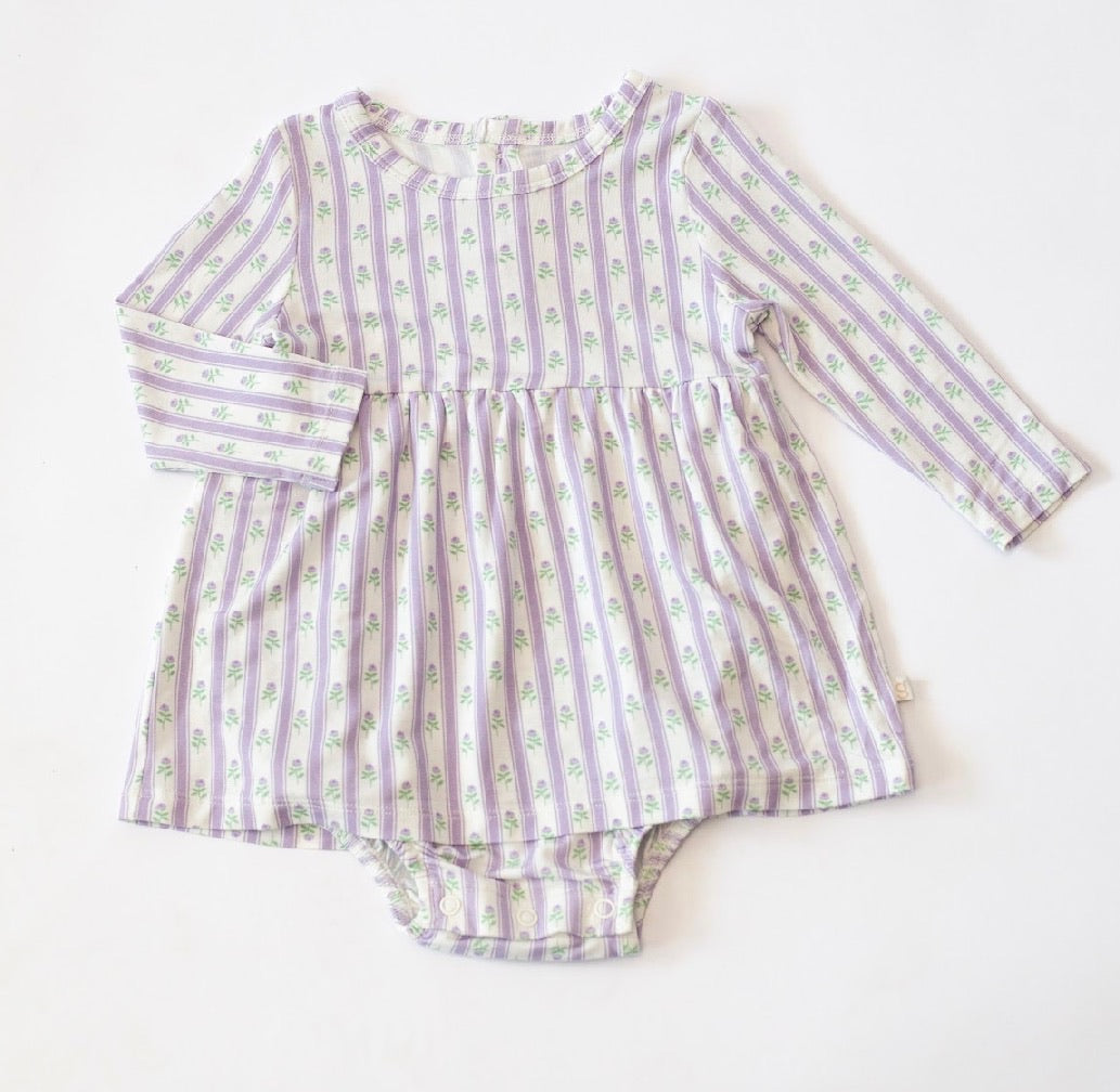 Lilac Ribbons LS Bodysuit Dress