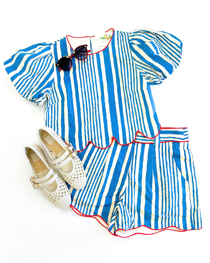 Blue Bay Stripe Short Set