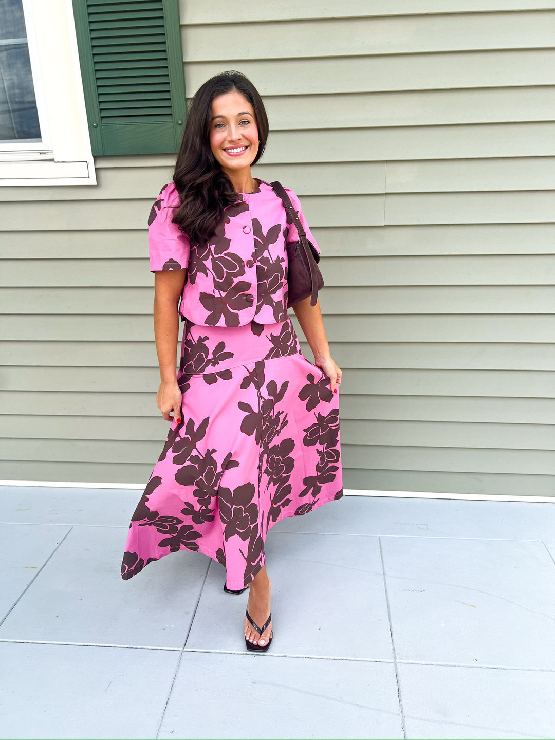Rosy Cocoa Bloom Skirt Set