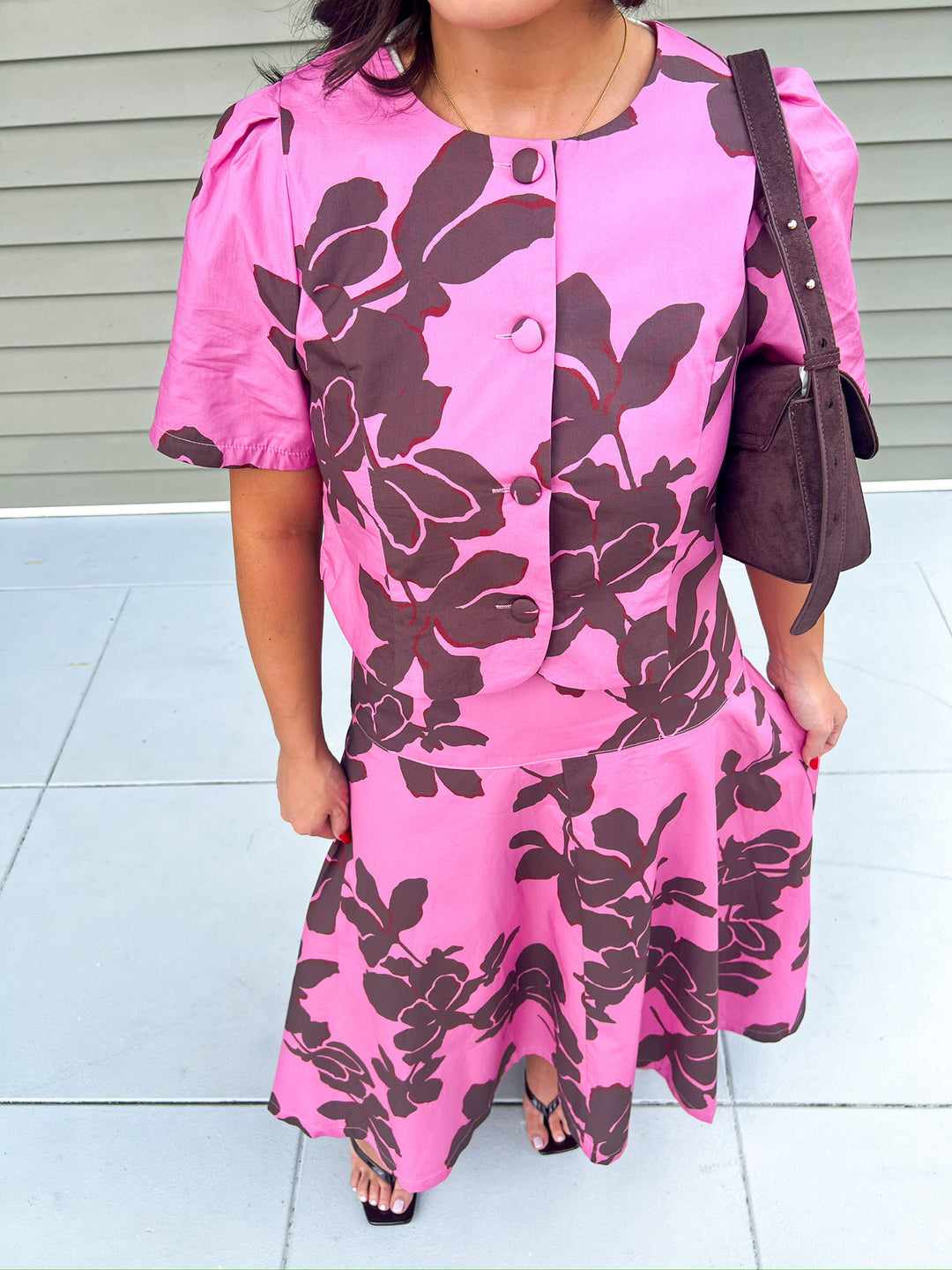 Rosy Cocoa Bloom Skirt Set