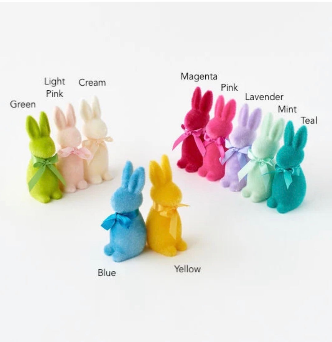Pastel Flocked Button Nose Bunny