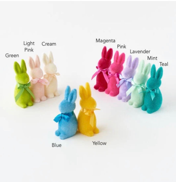 Pastel Flocked Button Nose Bunny